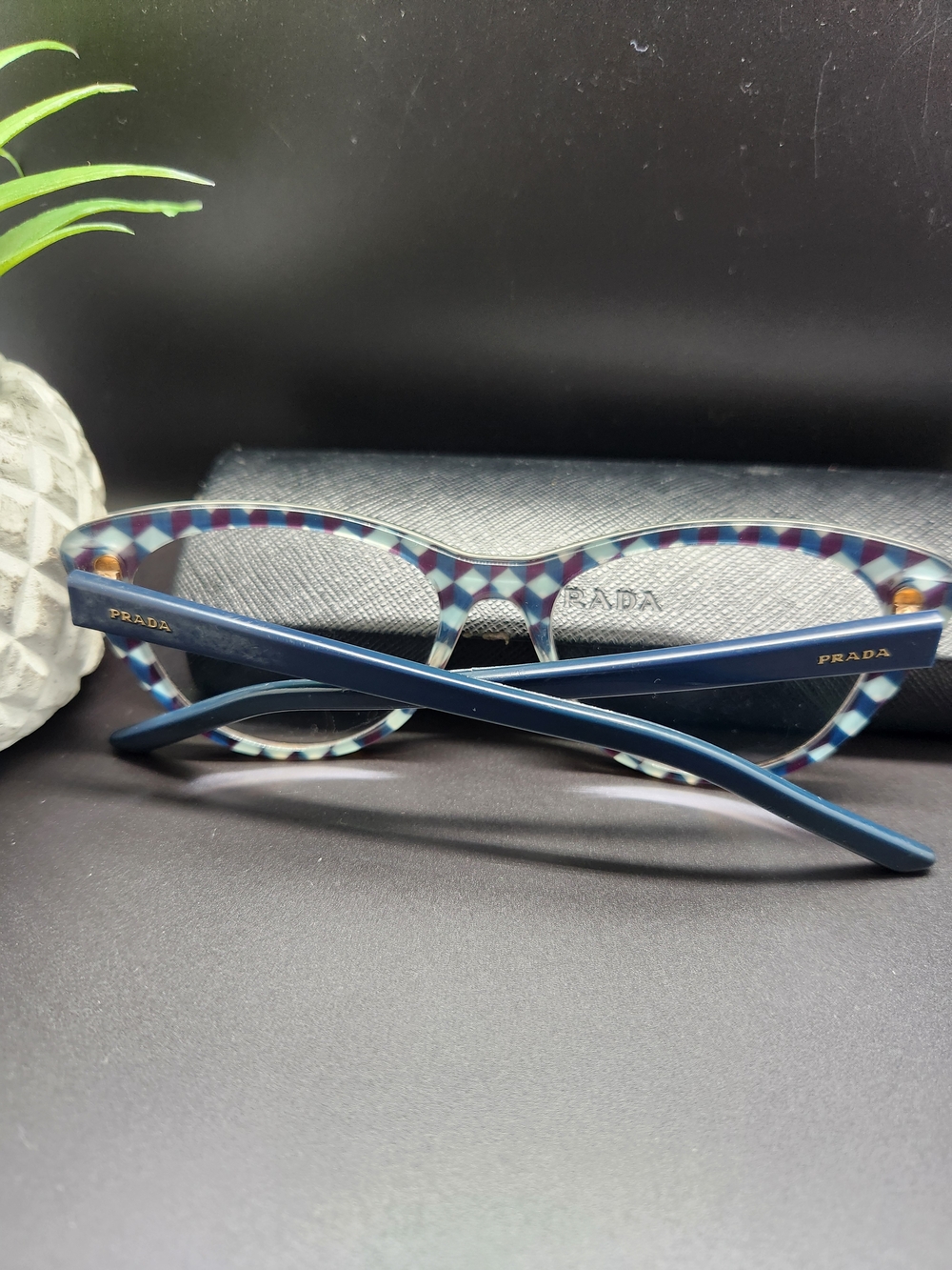 Prada Tortoiseshell Cat-Eye Frames with Blue Temples - Picture 3 of 7